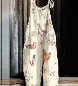 Womens 3D-printed Fashionable Versatile Casual Jumpsuit Pants
