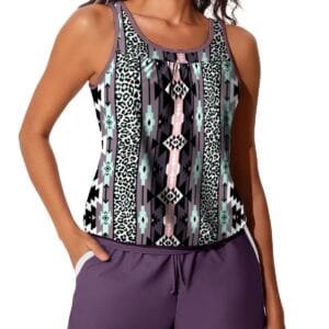 Womens Stylish Two-Piece Tankini Swimsuit