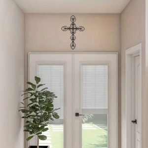 1pc Metal Retro Cross Wall Art Decoration, Metal Artwork, Scene Decoration