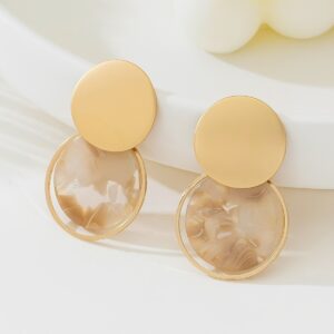 1 Pair Elegant & Stylish Color-Block Stone Pattern Stud Earrings, Minimalist & Luxurious, Perfect For Women's Holidays, Banquets & Gifting