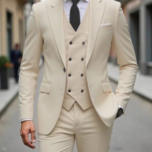 Double-breasted Suit Set Mens Three-piece Business Suit