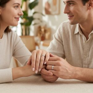 925 Sterling Silver Elegant Matte Finish Silver Adjustable Couple Rings with Sparkling Accents