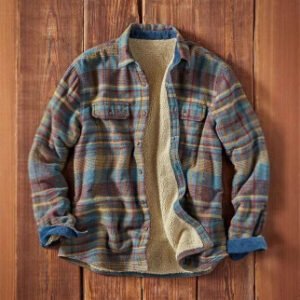 Men's Plaid Fuzzy Long-Sleeve Shirt Jacket