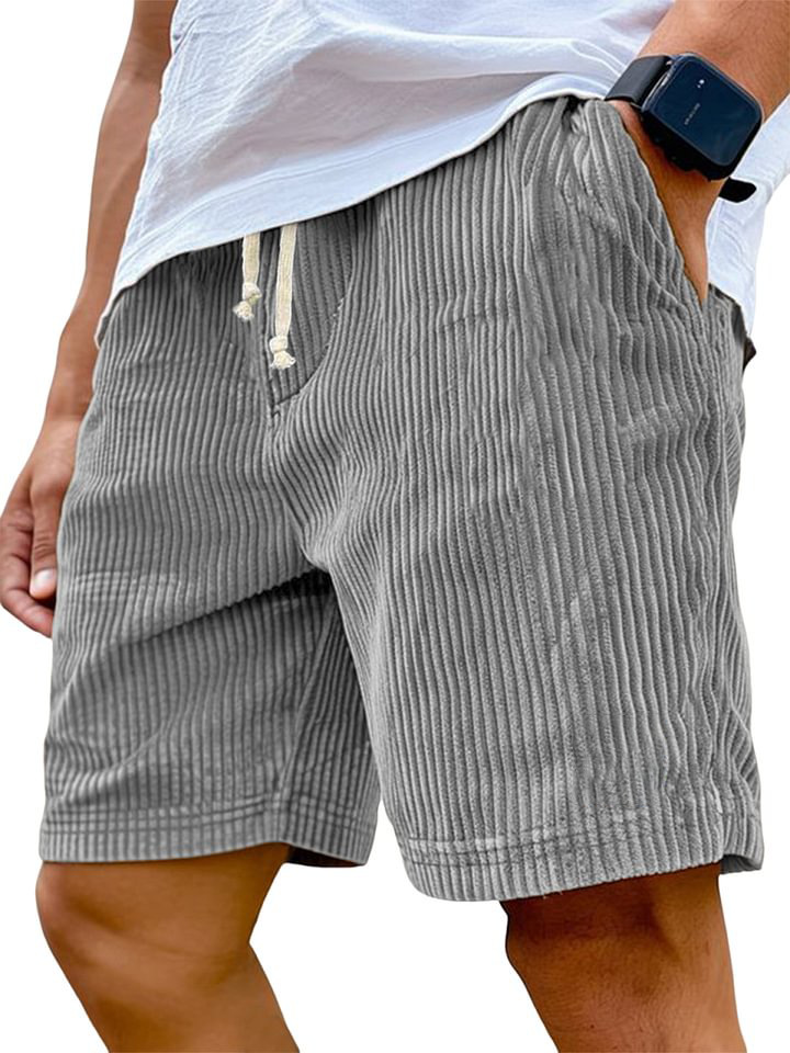 Men's Retro Embroidered Corduroy Fashionable Lace-up Casual Shorts - Image 8