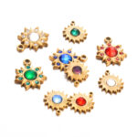 Instagram-style Sunflower Stainless Steel Pendant With Colorful Faceted Zircon Inlays