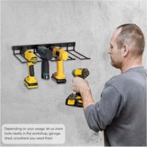 Wall Mounted Tool Holder Rack, Garage Organizer For Electric Drills, Storage Shelf