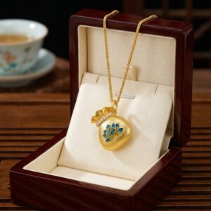 925 Sterling Silver Elegant Fortune Pouch Necklace Featuring Vibrant Floral Enamel and Shimmering Accents