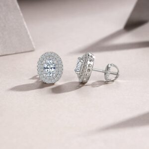 A Luxurious And Fashionable Minimalist Jewelry Earring Set Featuring Top-quality Moissanite Stones, Made Of S925 Silver Electroplated With Platinum.