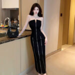 Tube-top Trend Zipper Slit Maxi Dress