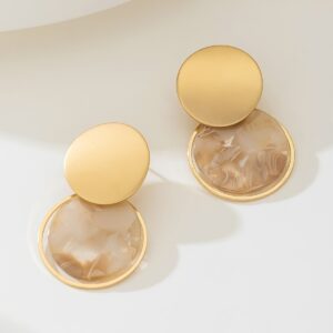 1 Pair Elegant & Stylish Color-Block Stone Pattern Stud Earrings, Minimalist & Luxurious, Perfect For Women's Holidays, Banquets & Gifting