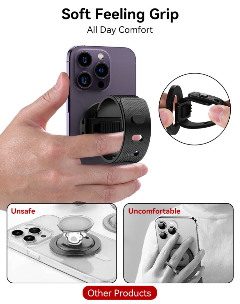 MagSafe Magnetic Phone Holder With Adjustable Silicone Strap, 4000Gs Strong Magnet Gym Shopping Cart Mount, 360 Rotation Stand For Phone & Universal Phones