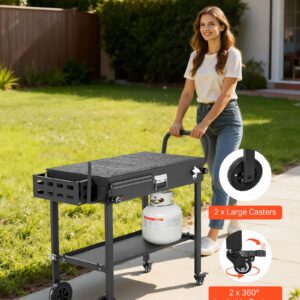 Outdoor Grill Cart, 31.0 X 17.0 Inch Tabletop Size Grilling Table, Foldable Outdoor Cooking Table With Tissue Holder, Wheels, Magnetic Tool Rack, BBQ Prep Tables For Picnic, Kitchen, Courtyard