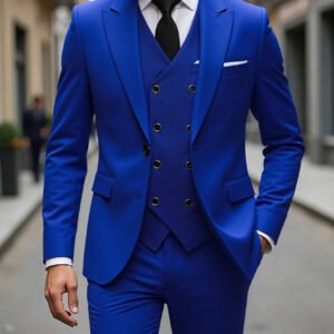 Double-breasted Suit Set Mens Three-piece Business Suit
