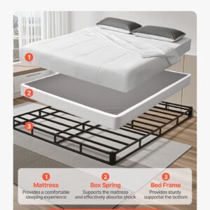 Box Spring, Queen Size Bed Frame With Washable Fabric Cloth, Heavy Duty Metal Frame For Queen Bed, 5.1 In Mattress Foundation, 3500 Lbs Max Weight Capacity, Easy Assembly, 79.1 X 59.6 X 5.1 In