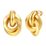 Copper-plated Niche Design 18k Gold-Colored Elegant Simple Instagram-Style Earrings