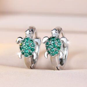 Fashionable Best-Selling Full-Crystal Color Zircon Turtle Earrings