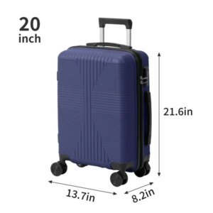Non-TSA Customs Lock 2-in-1 PP Trolley Case, 12in/20in PP, Navy Blue