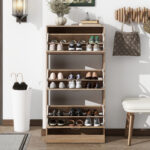 3-Drawer Shoe Storage Cabinet, 3-Tier Wood Shoe Rack Storage Organizer For Entryway