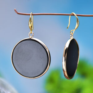 Round Natural Stone Pendant Earrings For Women