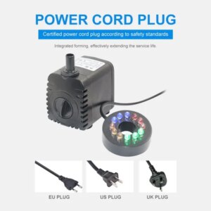 8W Submersible Water Pump Aquarium Fish Tank Fountain With 12 LED Lights