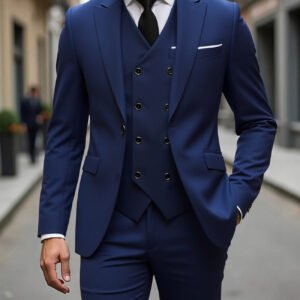 Double-breasted Suit Set Mens Three-piece Business Suit