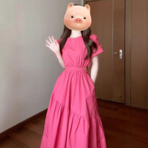 Women’s Stylish ElegantWaist-Cinching Short-Sleeve Dress