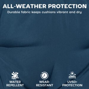 Set of 2 Chaise Lounge Cushion, 4" Thick Outdoor Lounge Chair Cushions with Ties for Patio, 21" x 72 ", Navy Blue