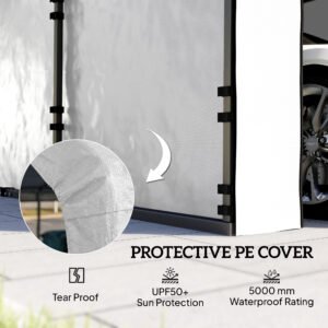 Carport Replacement Sidewall Panel for 12' x 20' Carports, UPF50+ Waterproof Replacement Side Wall Cover, White
