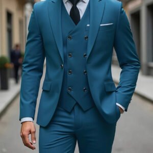 Double-breasted Suit Set Mens Three-piece Business Suit