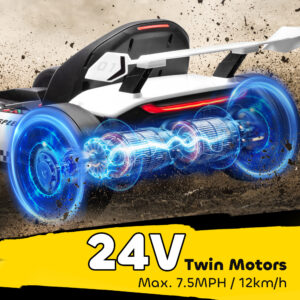 24V 7.5 MPH Electric Go Kart with Adjustable Seat, Slow Start, White
