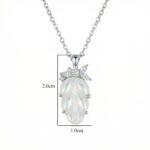 925 Sterling Silver Elegant Mother-of-Pearl Leaf Pendant Necklace with Sparkling Silver Accents
