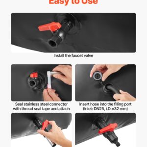 Water Storage Bladder, 63.4 Gal Collapsible Water Storage Bag, Wear-Resistant 1000D PVC Soft Waters Bag, Leakproof Camping Tank Containers For Garden Irrigation RV Emergency Use, Black