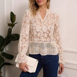 Women's Casual Elegant SpringAutumn Lace-Patchwork Top