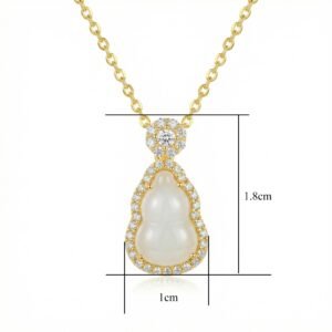 925 Sterling Silver Elegant Wulu Pendant Necklace with Lustrous White Gemstone and Sparkling Accents