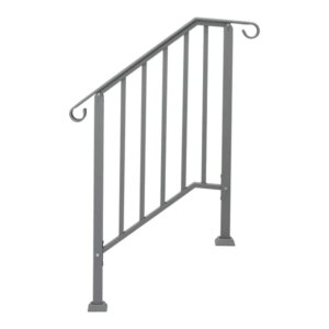 Silver Outdoor 2-Step Iron Handrail