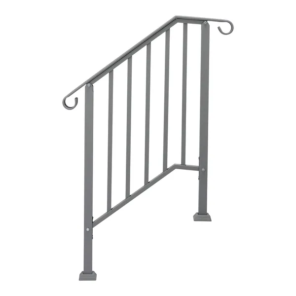 Silver Outdoor 2-Step Iron Handrail