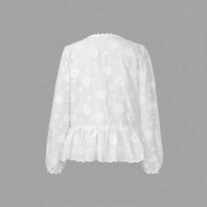 Korean-style Instagram-inspired Patchwork Lace Embroidered Long-Sleeve Womens Blouse