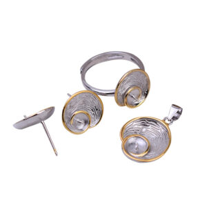 S925 Silver Two-Tone Snail Pendant Earrings
