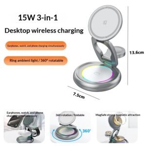 3-in-1 15W Magnetic Wireless Charger