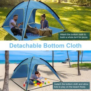 Beach Tent Sun Shelter UPF50 Add UV Protection, 6.9x6.9ft Beach Canopy Tent For 4-6 Adults, Portable Outdoor Sun Shade Tent With Carry Bag