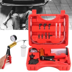 2 In 1 Brake Bleeder Kit Hand Held Vacuum Pump Test Set For Automotive With Protected Case, One-Man Brake Clutch Bleeding Tool