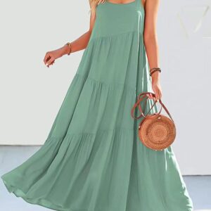 Womens Loose Casual Pleated Irregular Dress Beach Slip Maxi Dress
