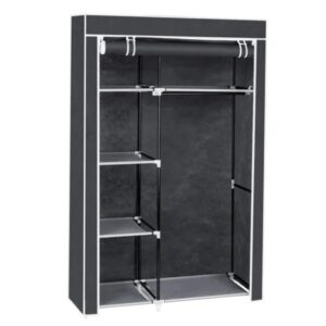 64 Portable Closet Storage Organizer Wardrobe Clothes Rack With Shelves Gray