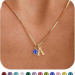 Women's Initials Birthstone Necklace Fashion