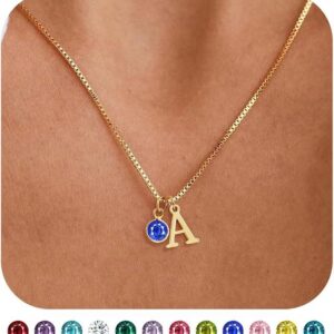 Women's Initials Birthstone Necklace Fashion
