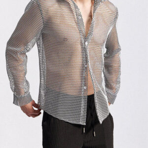 Men's Openwork Long-sleeved Shirt