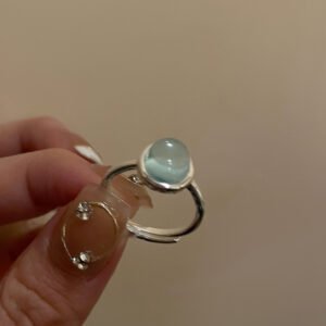1PCS Ins Style Silver Zircon Ring For Women, Light Luxury Minimalist Design, Adjustable Open Band, Versatile Elegant Jewelry