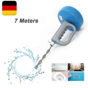 7FT Heavy Duty Drain Snake Auger, Manual Hand Crank Drain Clog Remover Tool For Sink, Shower, Bathtub, Toilet, Hair Clog, Fast Unclogging, Professional Home Use