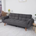 75' Flared Arm Convertible Sleeper Sofa-Dark Gray