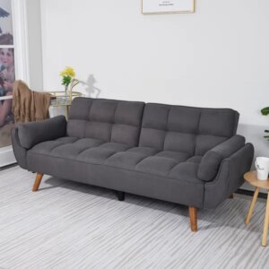 75′ Flared Arm Convertible Sleeper Sofa-Dark Gray
